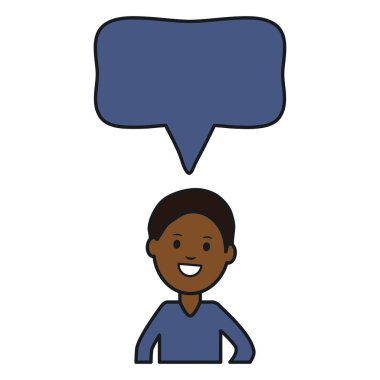 konuşma balonu avatar karakter vektör illüstrasyon tasarımı ile afro genç adam