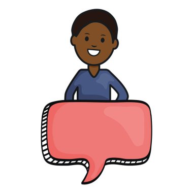 konuşma balonu avatar karakter vektör illüstrasyon tasarımı ile afro genç adam
