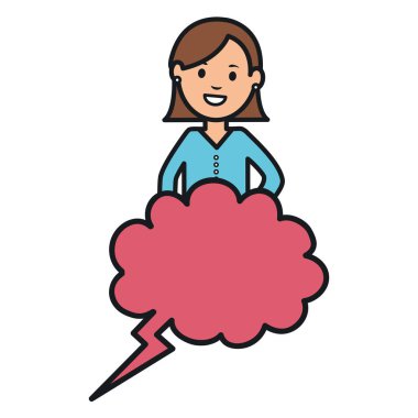 konuşma balonu avatar karakter vektör çizim tasarımı olan kadın