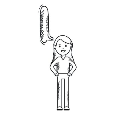 konuşma balonu avatar karakter vektör illüstrasyon tasarımı ile tek renkli kadın