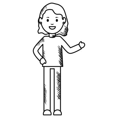 tek renkli genç kadın avatar karakter vektör illüstrasyon tasarımı