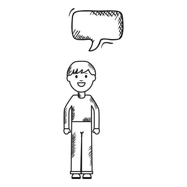 单色人与语音气泡头像字符矢量插图设计 — 图库矢量图片
