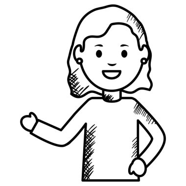 tek renkli genç kadın avatar karakter vektör illüstrasyon tasarımı