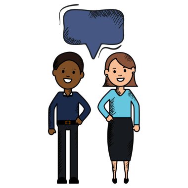 konuşma kabarcıkları avatarlar karakter vektör illüstrasyon tasarımı ile ırklararası çift