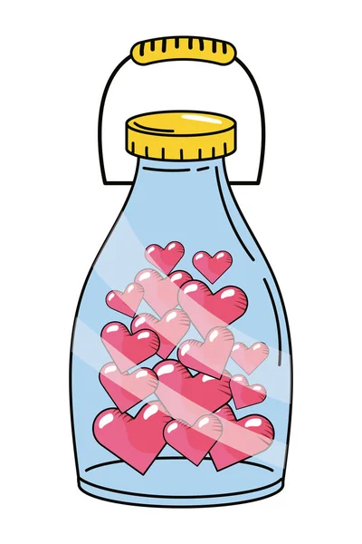愛のハートボトル漫画漫画ベクトルイラストグラフィックデザイン — ストックベクタ