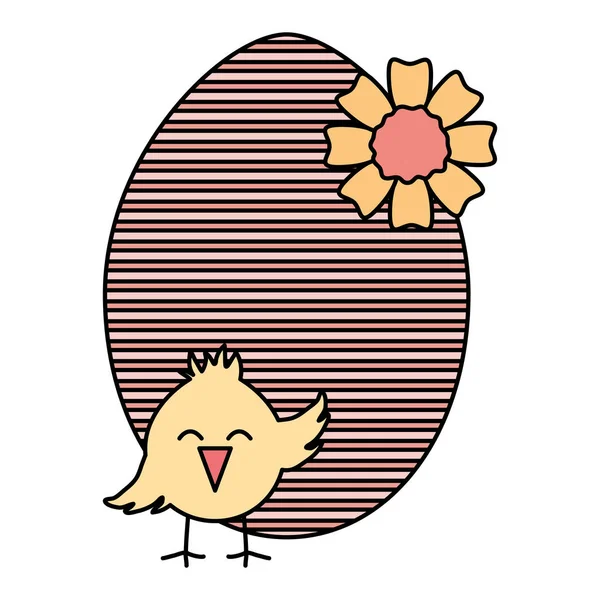 Huevo Pintado Con Poco Pollo Celebración Pascua Vector Ilustración Diseño — Archivo Imágenes Vectoriales