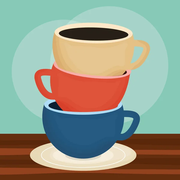 Coffee Cups Pile Icons Vector Illustration Design — Stock Vector