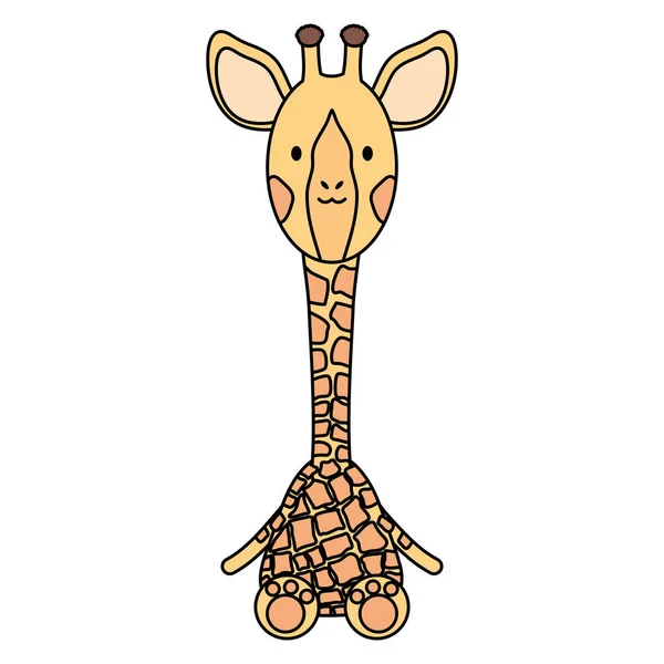 Sevimli Zürafa Çocuksu Karakter Vektör Illüstrasyon Tasarımı — Stok Vektör