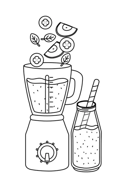Lezzetli Sağlıklı Meyve Blender Karikatür Vektör Illüstrasyon Grafik Tasarım Içinde — Stok Vektör