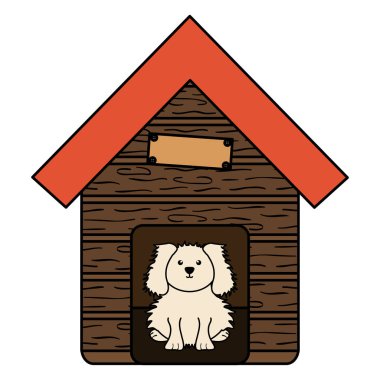ahşap ev karakter vektör illüstrasyon küçük köpek tasarım