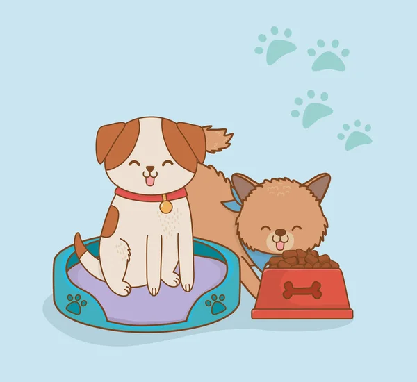 Aranyos Kis Kutyák Kabalái Karakterek Vektoros Illusztráció Tervezés — Stock Vector
