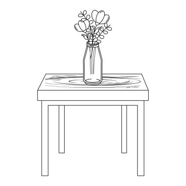 ahşap bitki doğa grafik illüstrasyon kavanoz karikatür masa tasarlamak vektör çiçek