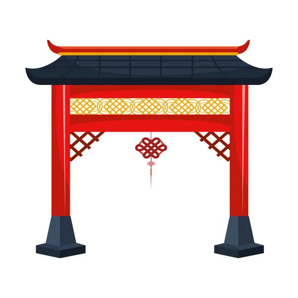 中国の門とペンダント赤ベクトルイラストグラフィックデザイン — ストックベクタ