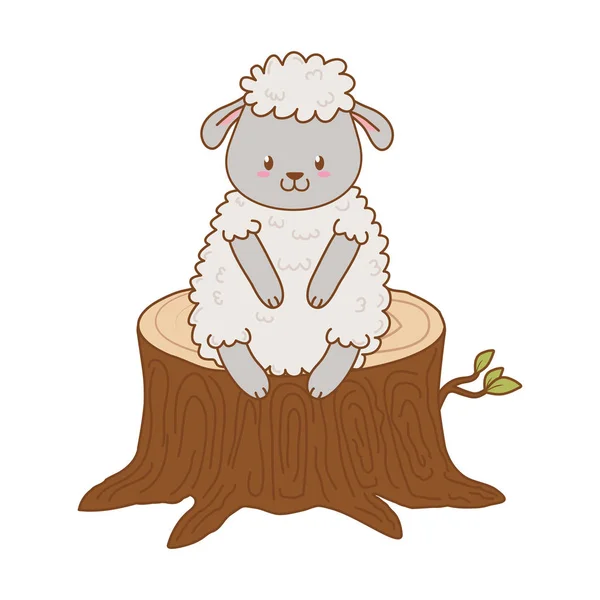 Милі Вівці Стовбурі Лісового Характеру Векторний Дизайн Ілюстрації — стоковий вектор