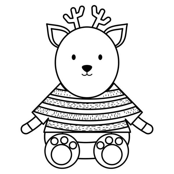 Cute Reindeer Childish Character Vector Illustration Design — Stock Vector