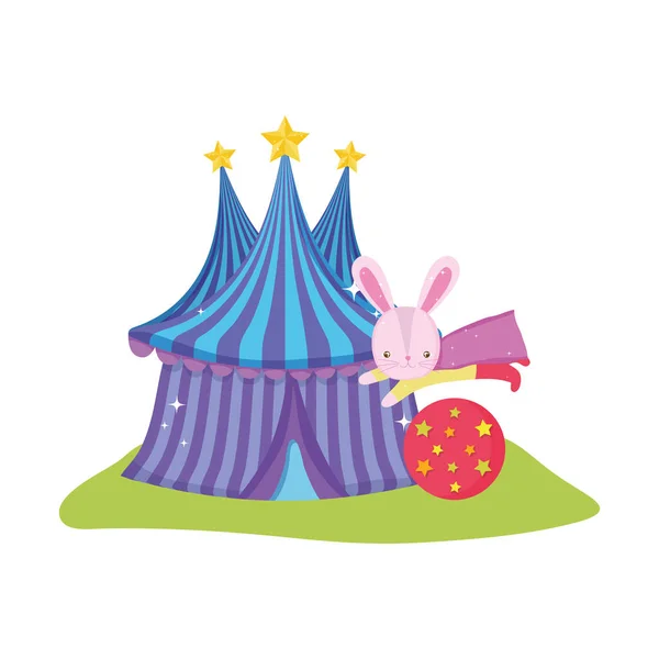 Lindo Conejo Circo Con Diseño Ilustración Vectores Capa Tienda — Vector de stock