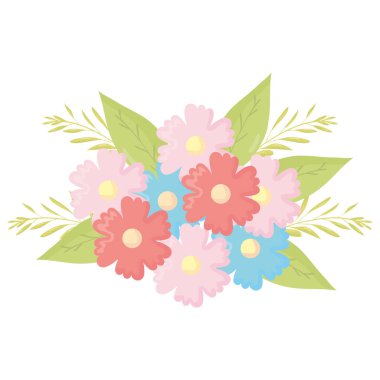 çiçekler ve yaprakların dekorasyon vektör illüstrasyon tasarım