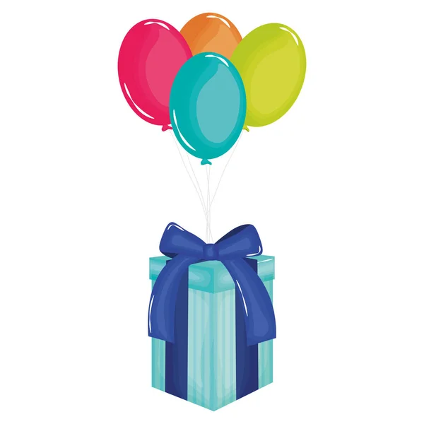 Caixa Presente Com Balões Design Ilustração Vetorial Flutuante —  Vetores de Stock