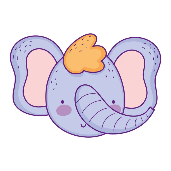 Desenho Bonito Pouco Elefante Cabeça Personagem Vetor Ilustração — Vetor de Stock