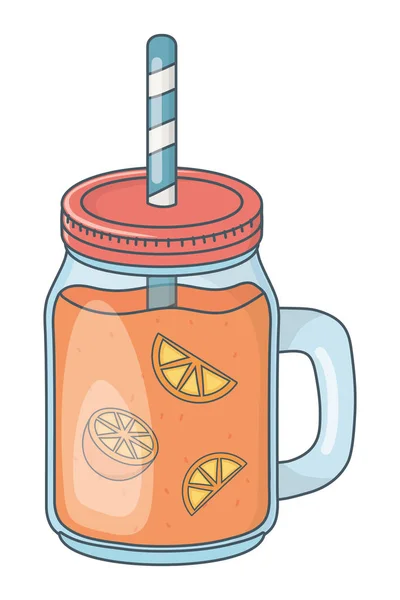 Köstlich Lecker Erfrischen Früchte Orangensaft Einmachglas Cartoon Vektor Illustration Grafik — Stockvektor