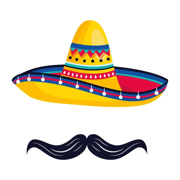 Мексиканская Культура Мексиканская Шляпа Мариачи Мультипликационным Векторным Графическим Дизайном — стоковый вектор