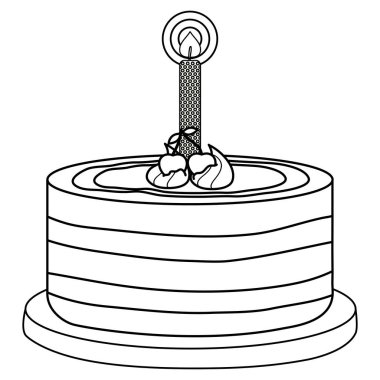 kiraz ve mumlar vektör illüstrasyon tasarımı ile lezzetli tatlı pasta