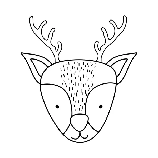 Roztomilý Vánoční Sobí Hlavu Charakter Vektorové Ilustrace Design — Stockový vektor