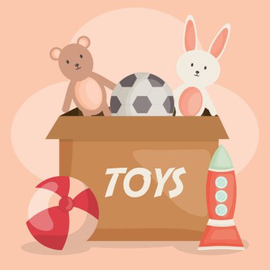karton kutu vektör illüstrasyon tasarım bebek oyuncakları