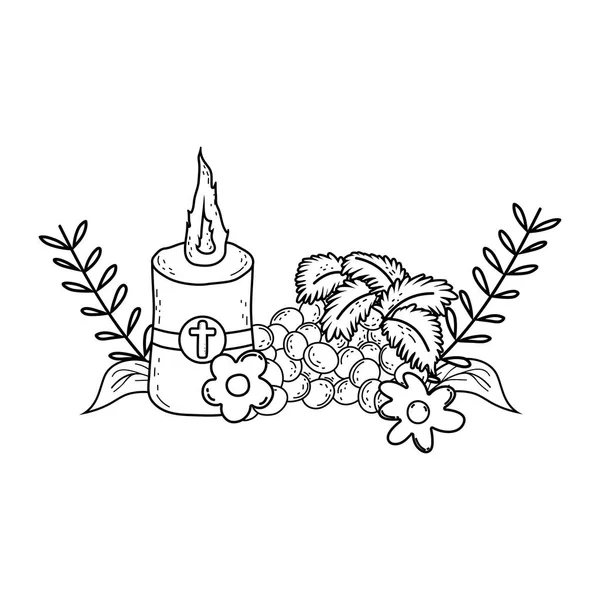 Пасхальна Свічка Священна Виноградними Фруктами Векторна Ілюстрація Дизайн — стоковий вектор