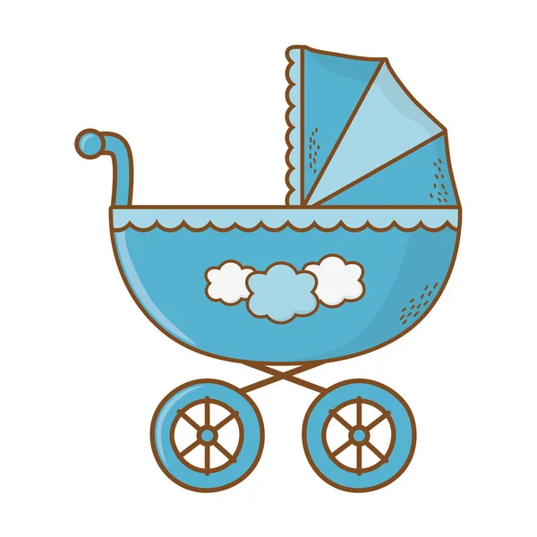 Niedlich Baby Shower Element Wagen Cartoon Vektor Illustration Grafik Design — Stockvektor