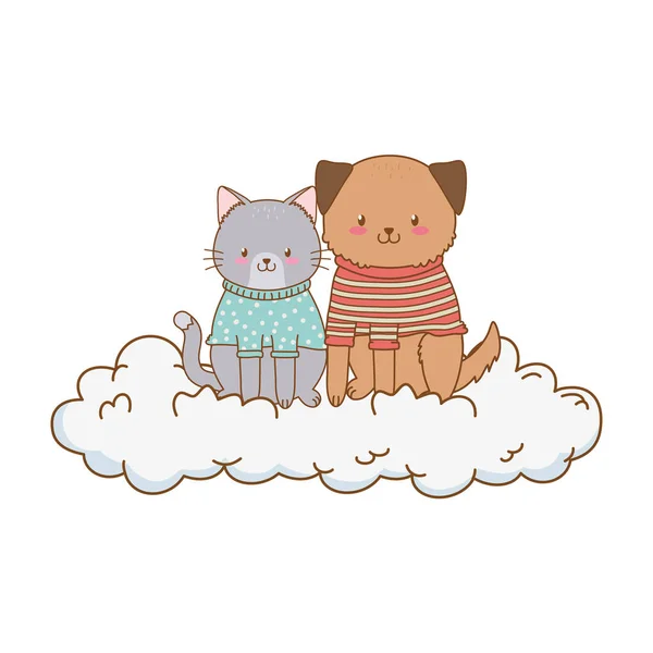 Animaux Mignons Dans Les Nuages Bois Personnages Vectoriel Illustration Conception — Image vectorielle