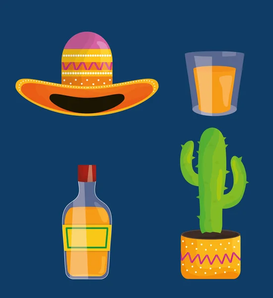 Cinco Mayo Feier Set Icons Vektor Illustration Design — Stockvektor