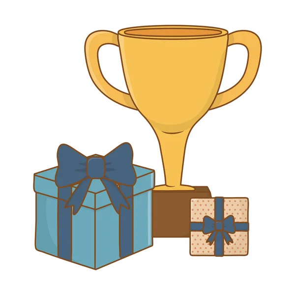 Trophy Gift Boxes Icon Cartoon Vector Illustration Graphic Design — Stock Vector