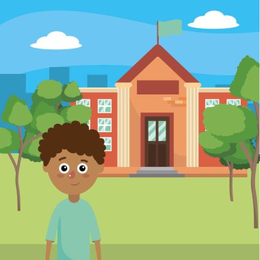 İlköğretim Okulu öğrenci çocuk çizgi film vektör çizim grafik tasarım