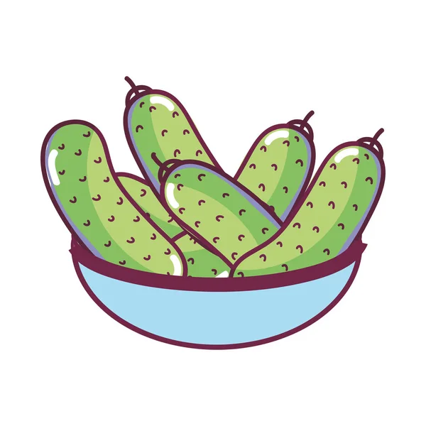 Inggris Cucumber Bowl Cartoon Vector Illustration Graphic Design - Stok Vektor