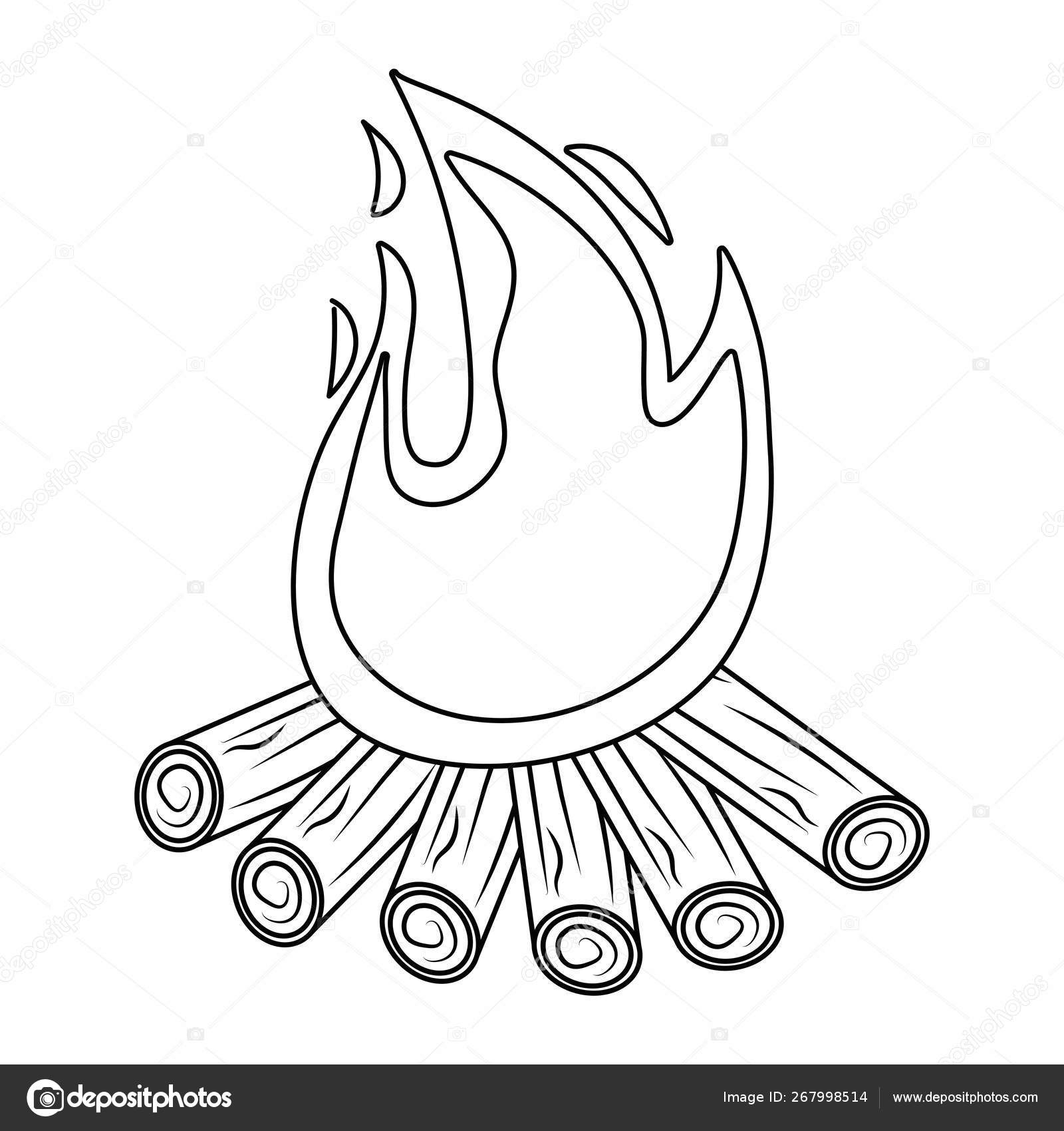 Fogo De Madeira Em Forma De Desenho Animado Ilustração do Vetor