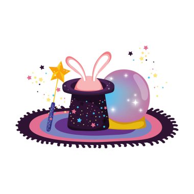 Fairytale kristal top ile şapka ve kulakları tavşan vektör çizim tasarım