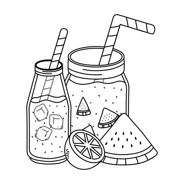 美味美味的新鲜水果泥罐果汁卡通矢量插图图形设计 — 图库矢量图片
