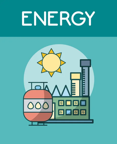Illustrazione Grafica Grafica Vettoriale Fabbrica Energia Gas Naturale — Vettoriale Stock