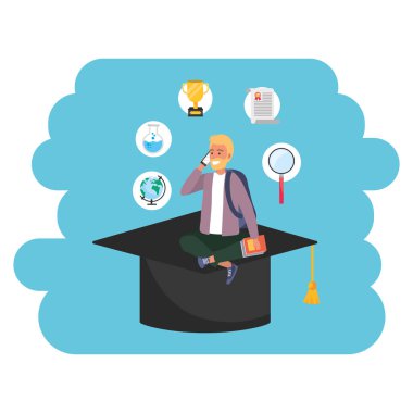 Online eğitim bin yıllık öğrenci akademik şapka