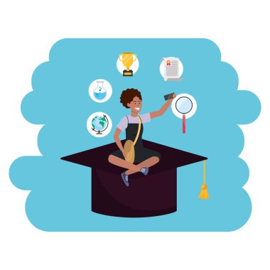 Online eğitim bin yıllık öğrenci akademik şapka