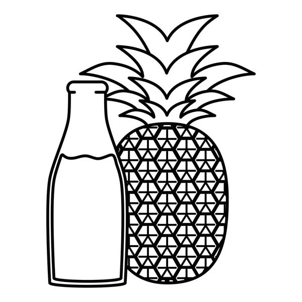 Zumo de piña fresca fruta en botella — Vector de stock