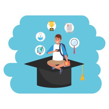 Online eğitim bin yıllık öğrenci akademik şapka