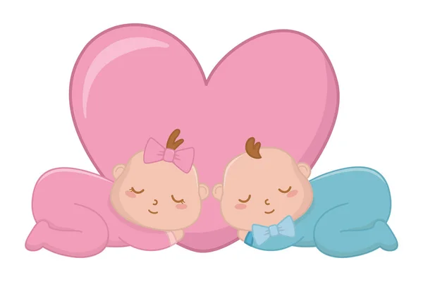 Babys durmiendo con el corazón — Vector de stock