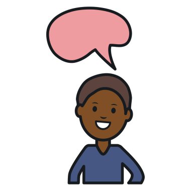 konuşma kabarcık avatar karakteri ile afro genç adam