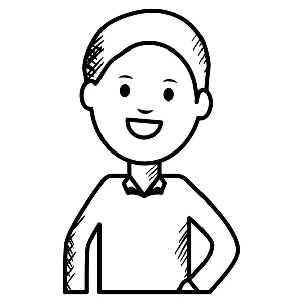 Monochroom jonge man avatar karakter — Stockvector