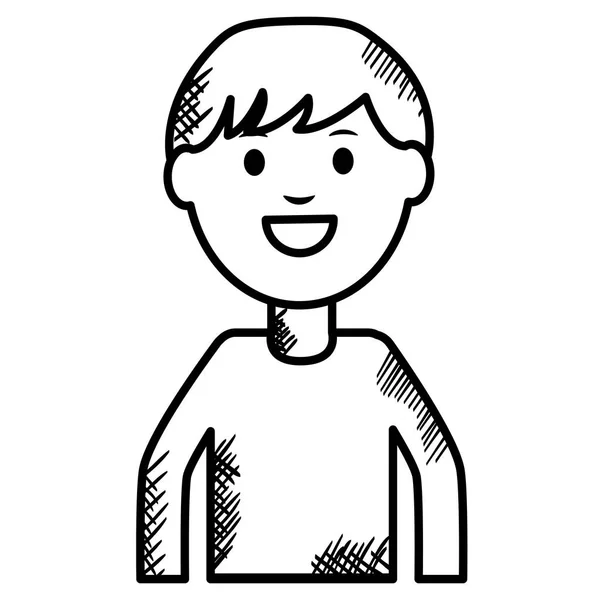 Monochrome young man avatar character — Stock Vector