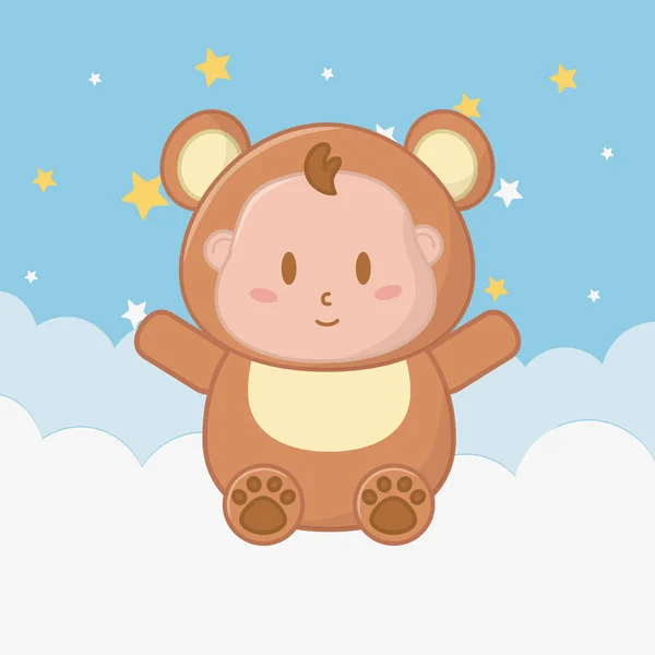 Costume d'ours assis sur un nuage — Image vectorielle