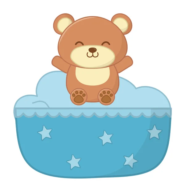 Детская кроватка с игрушечным медведем — стоковый вектор