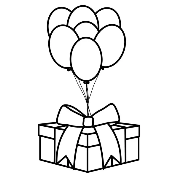 Κουτί δώρου με μπαλόνια ηλίου επιπλέοντα — Διανυσματικό Αρχείο